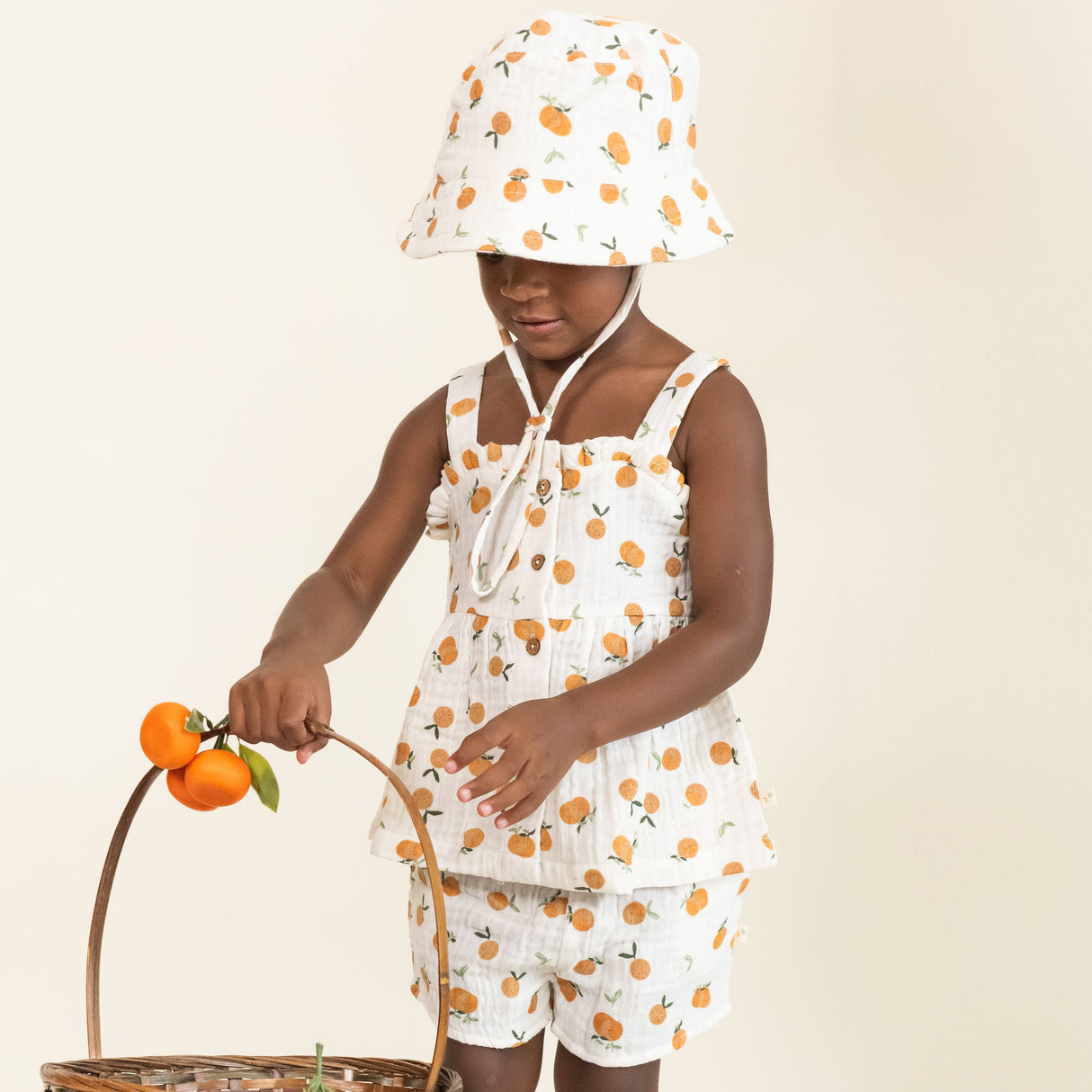 Organic Peplum Top & Shorts Set - Mandarin - HoneyBug