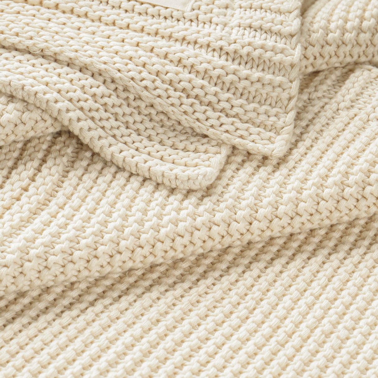Organic Knit Throw Blanket - Vanilla