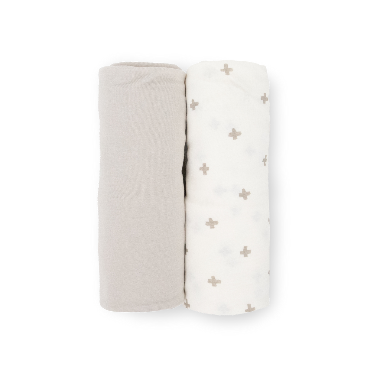Stretch Knit Swaddle Blanket 2 Pack - Grey Cross - HoneyBug