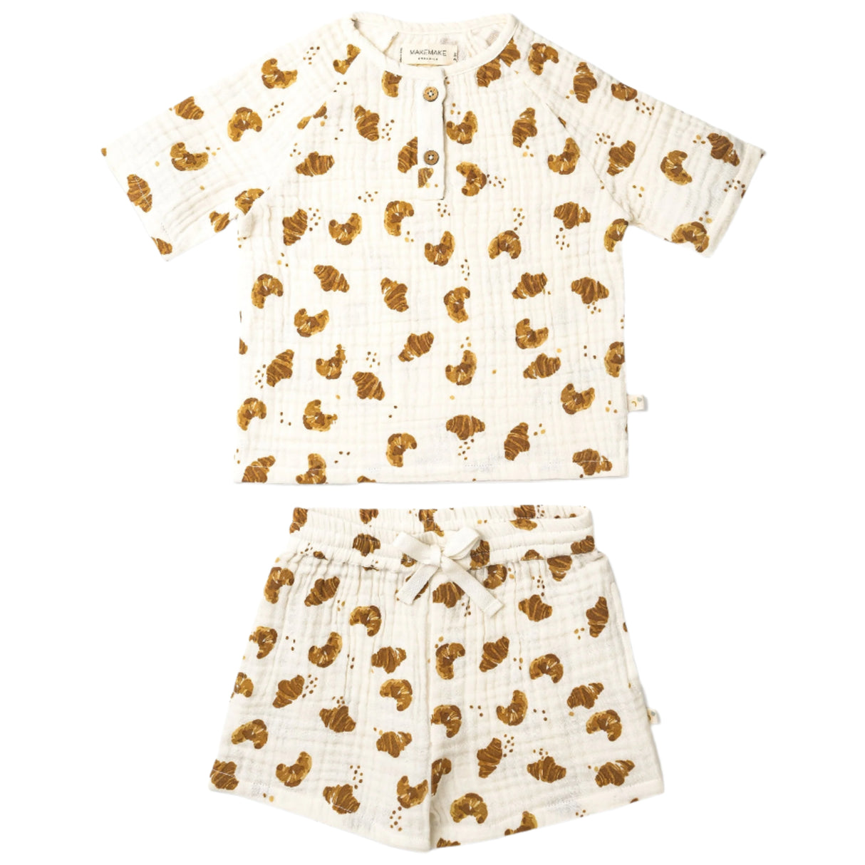 Organic Raglan Shirt & Shorts Set - Croissant - HoneyBug