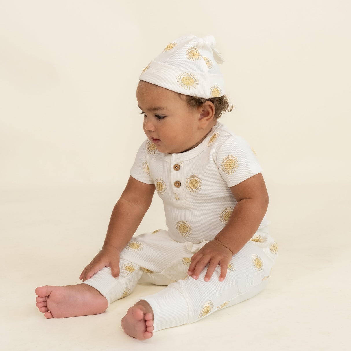 Organic Short Sleeve Romper & Pants Set - Summer Sun - HoneyBug