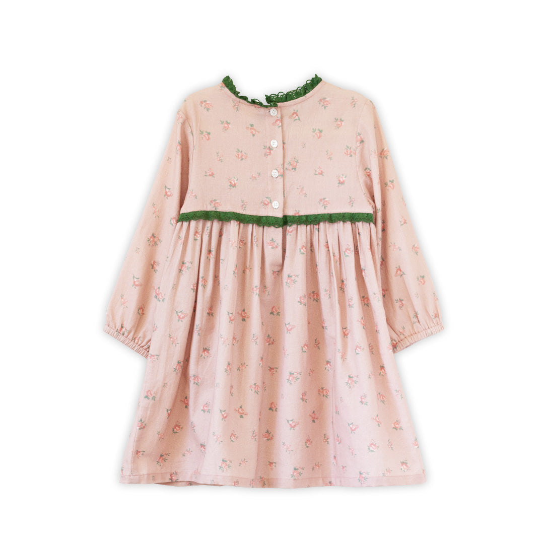 Toddler Priya Dress with Lace Trim | Vintage Pink Rose - HoneyBug
