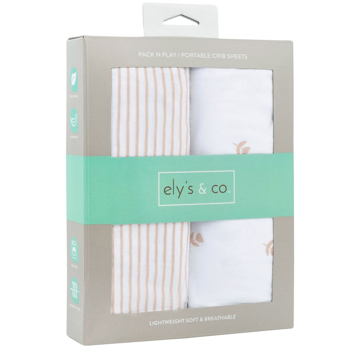 Pack N Play I Portable Crib Sheet Set - Mauve Tulip & Stripes - HoneyBug