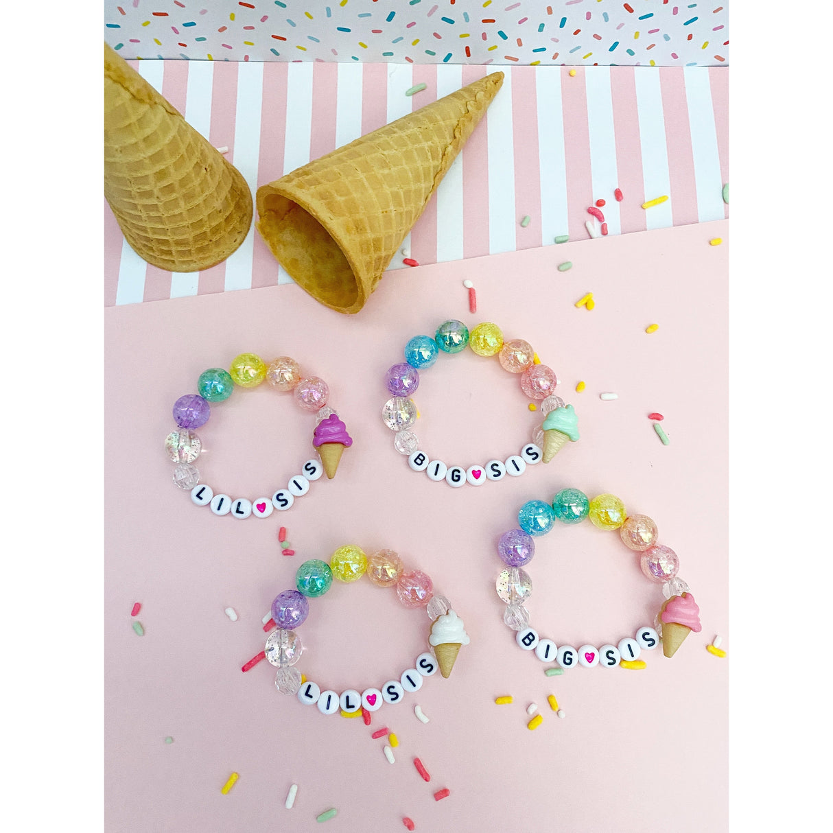 Big Sis OR Lil Sis Ice Cream Charm Bracelet - HoneyBug