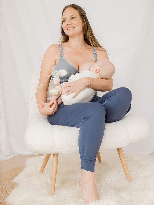 Sublime® Hands-Free Pumping & Nursing Bra | Grey - HoneyBug
