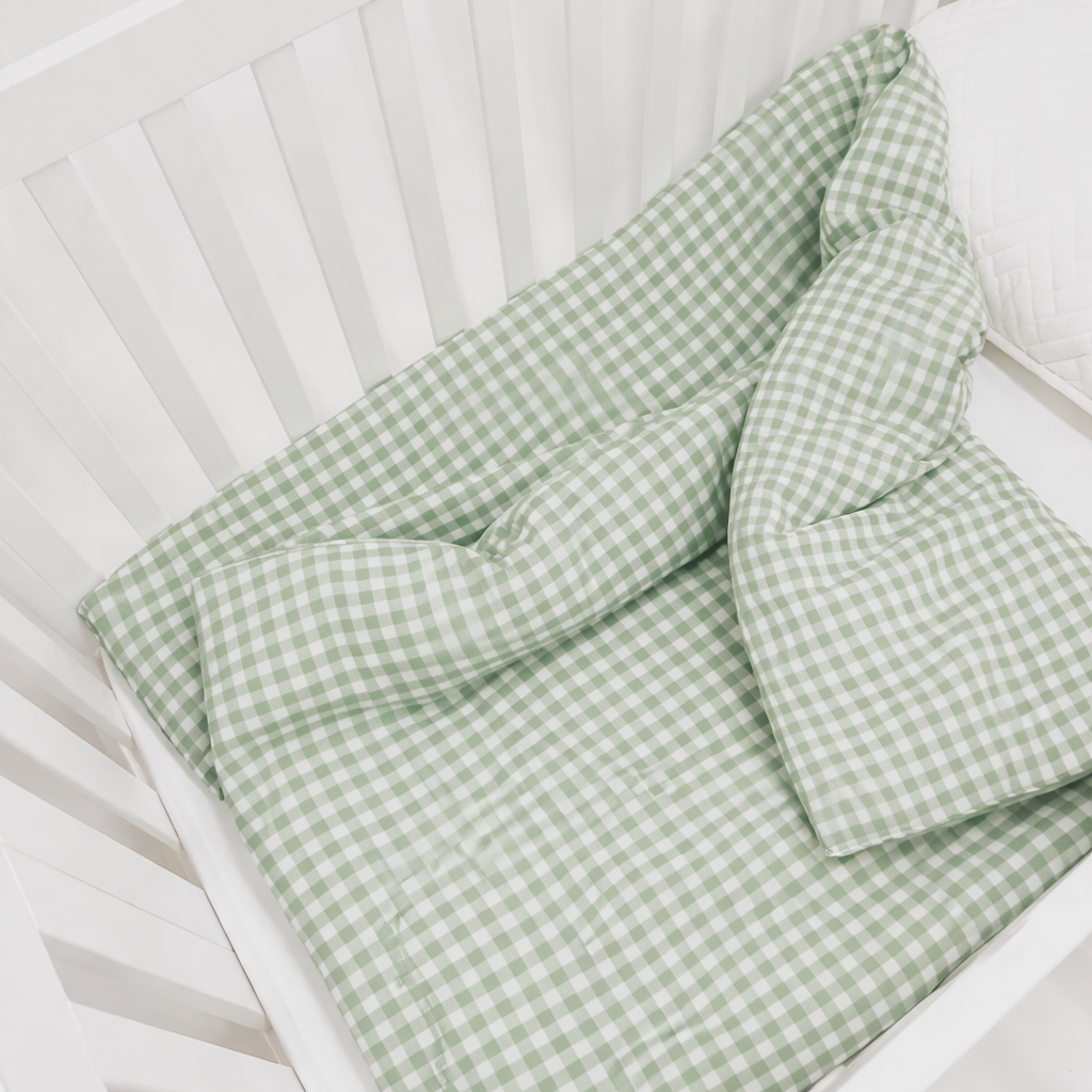 Green Gingham Crib Quilted Blanket