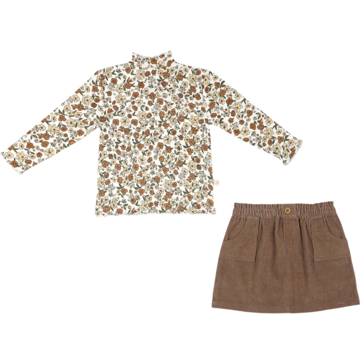 Organic Tee and Corduroy Skirt Set - Espresso - HoneyBug