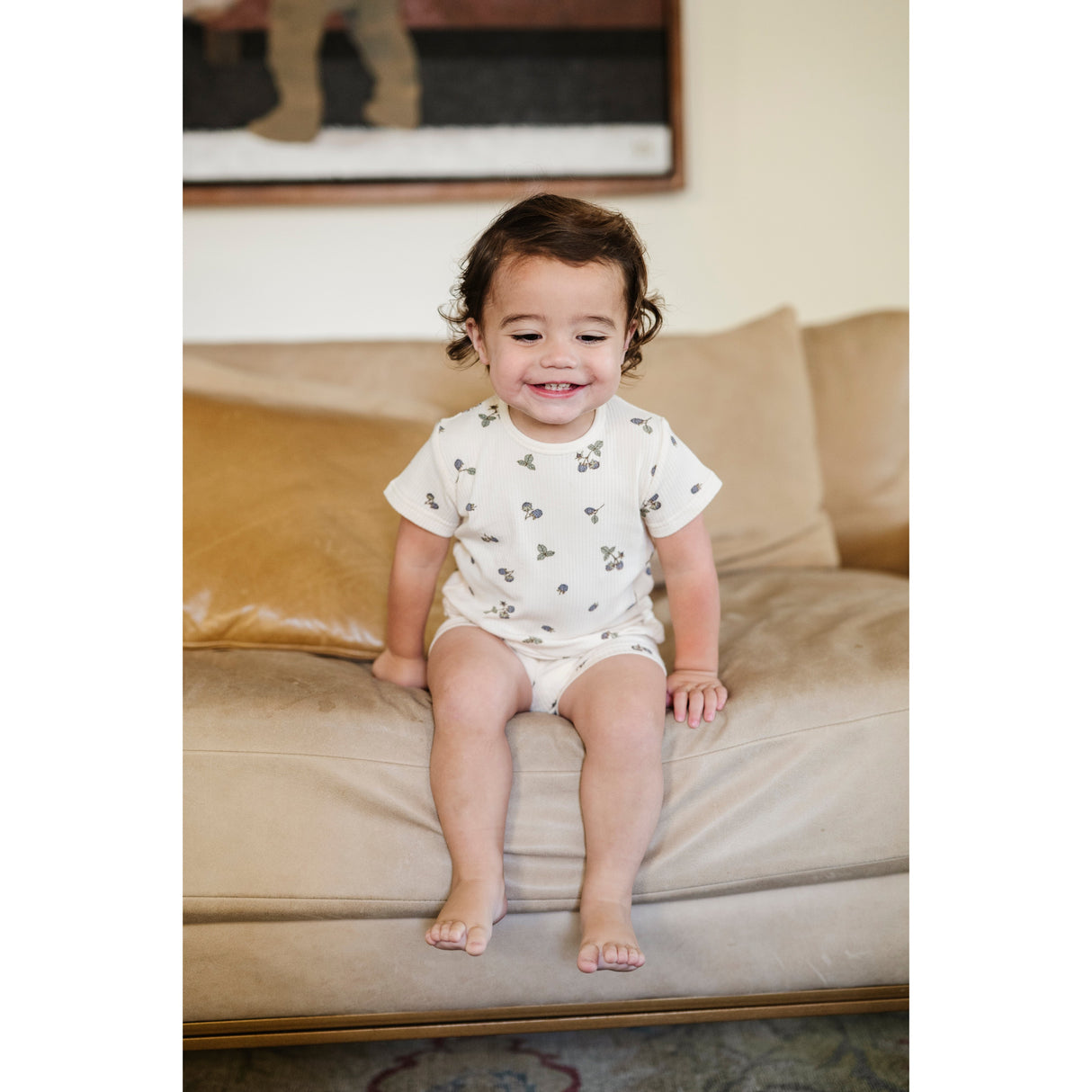 Ribbed Cotton - Raspberries Collection - Short Sleeve Lounge Set - HoneyBug