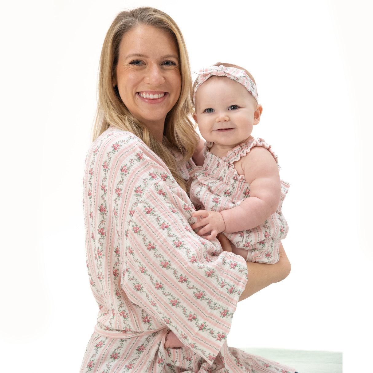 Winding Roses Stripe - Adult Kimono Robe