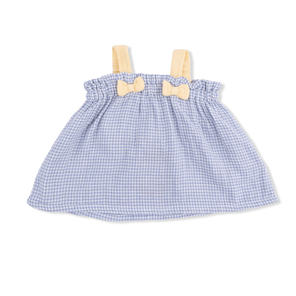 Micro Gingham Blue Blizzard - Top with Bows and Ruffle Leg Bloomer