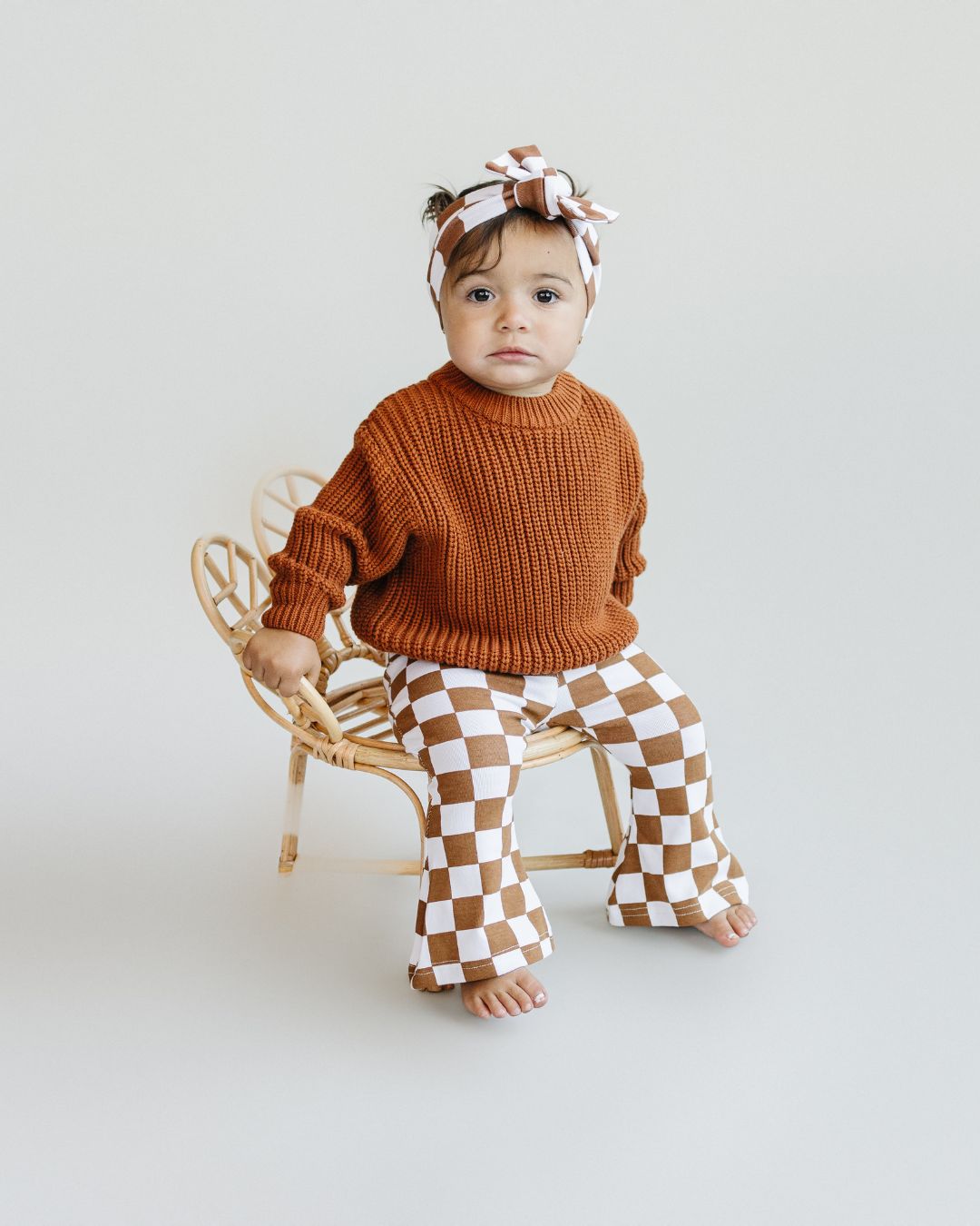 Checkered Flare Pants | Copper - HoneyBug