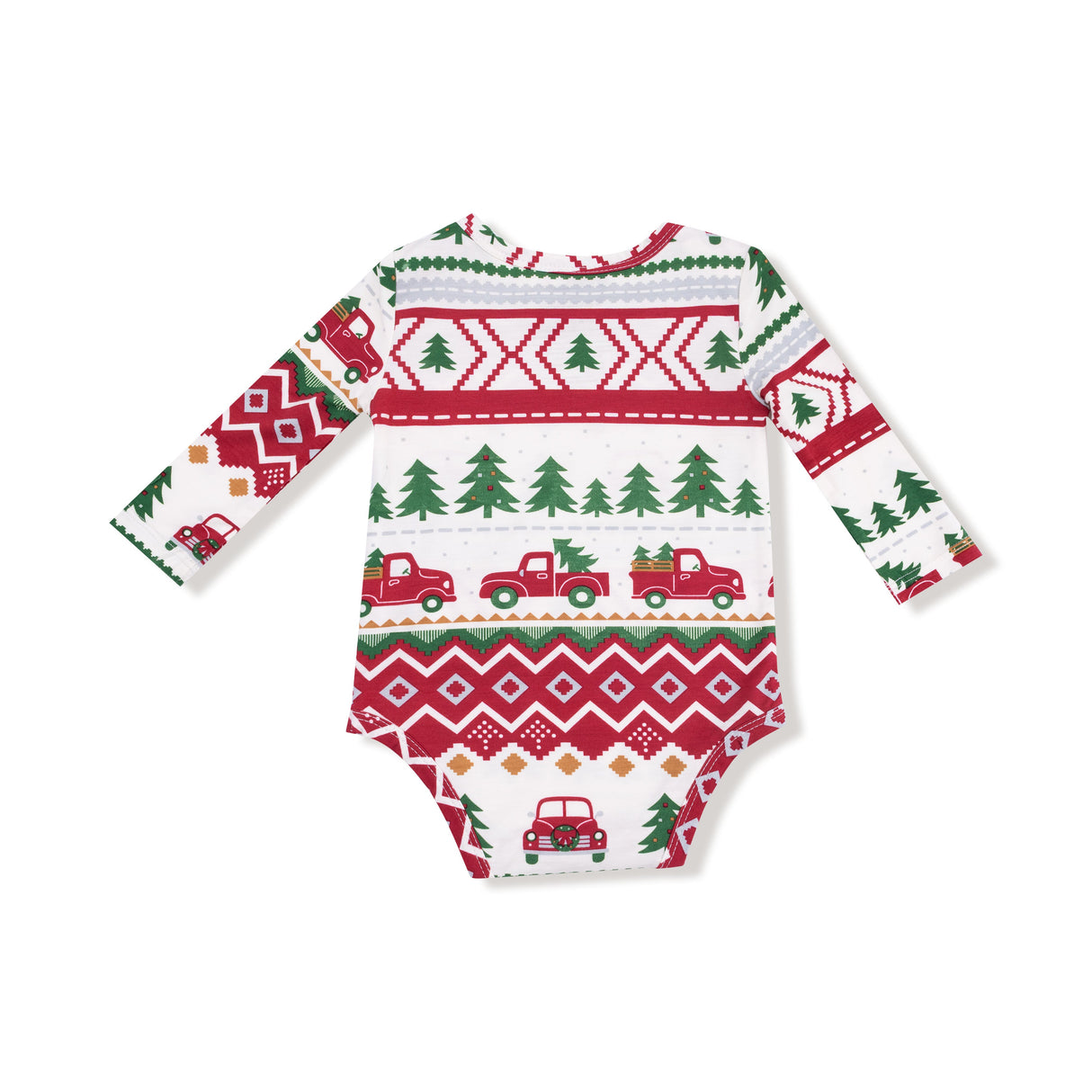 Lap Shoulder Bodysuit - Red Truck Fair Isle - HoneyBug