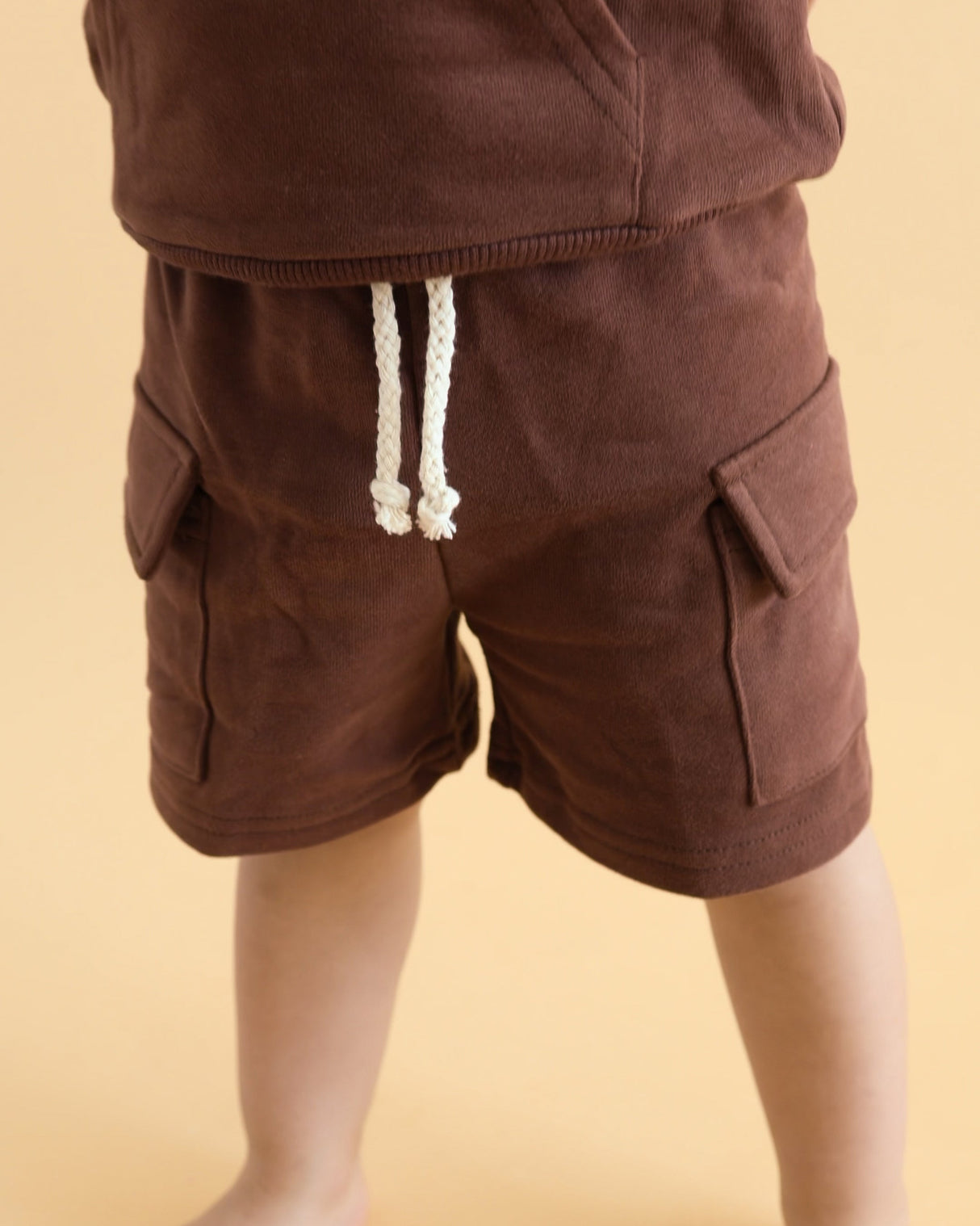 Terry Cargo Shorts Set | Chocolate - HoneyBug