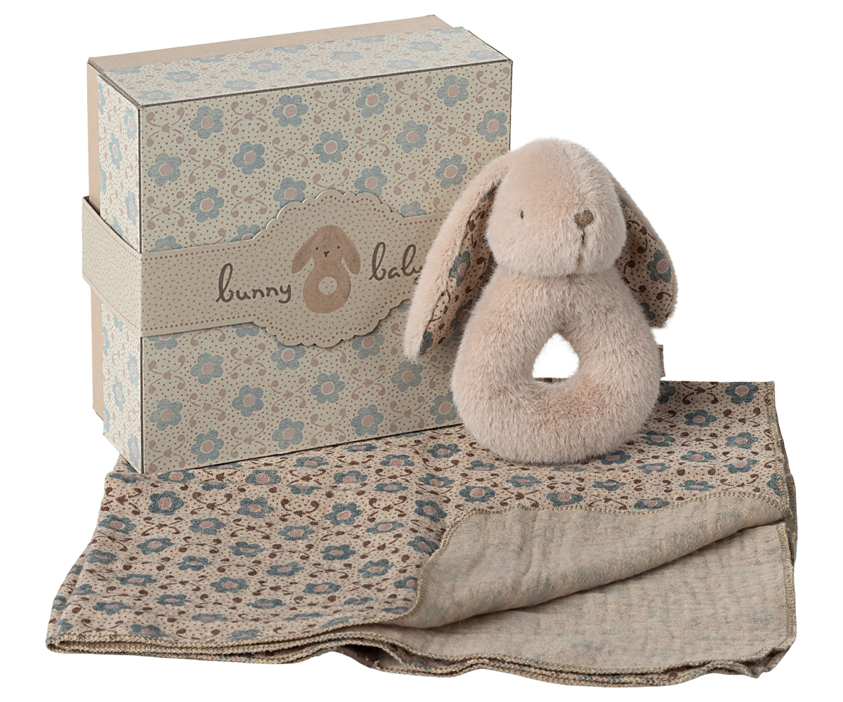Bunny Rattle Set - Powder - HoneyBug