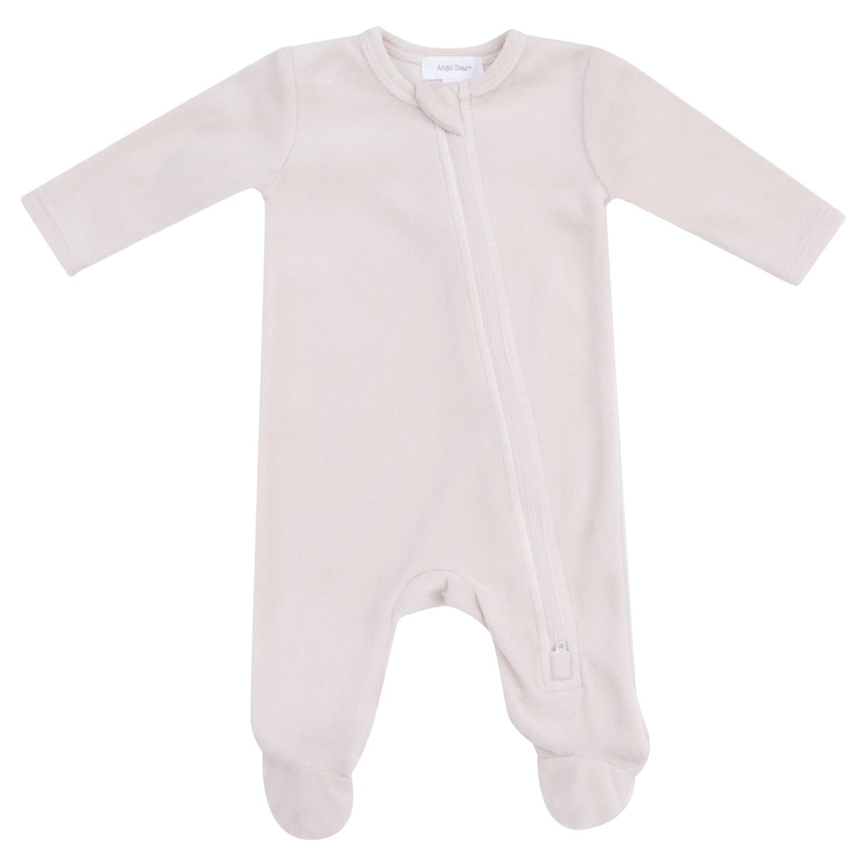 Oatmeal Velour Footie - HoneyBug
