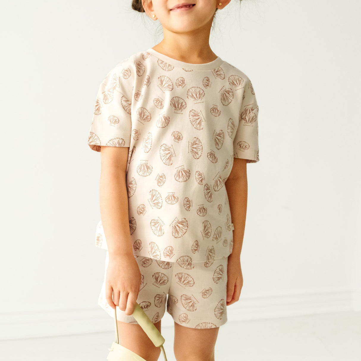 Organic Baby Toddler Tee and Shorts Set - Seashells - HoneyBug