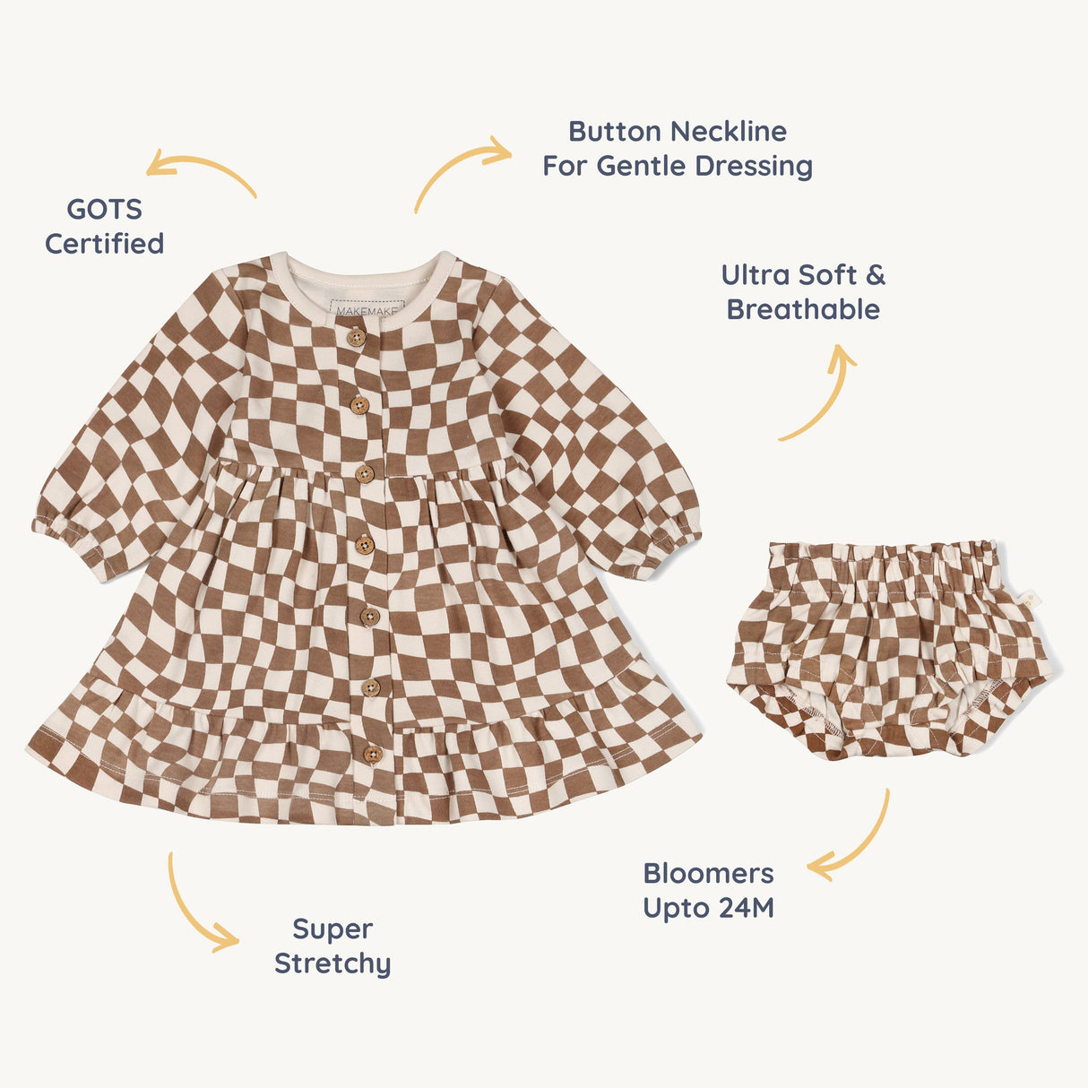 Organic Tiered Dress - Groovy - HoneyBug