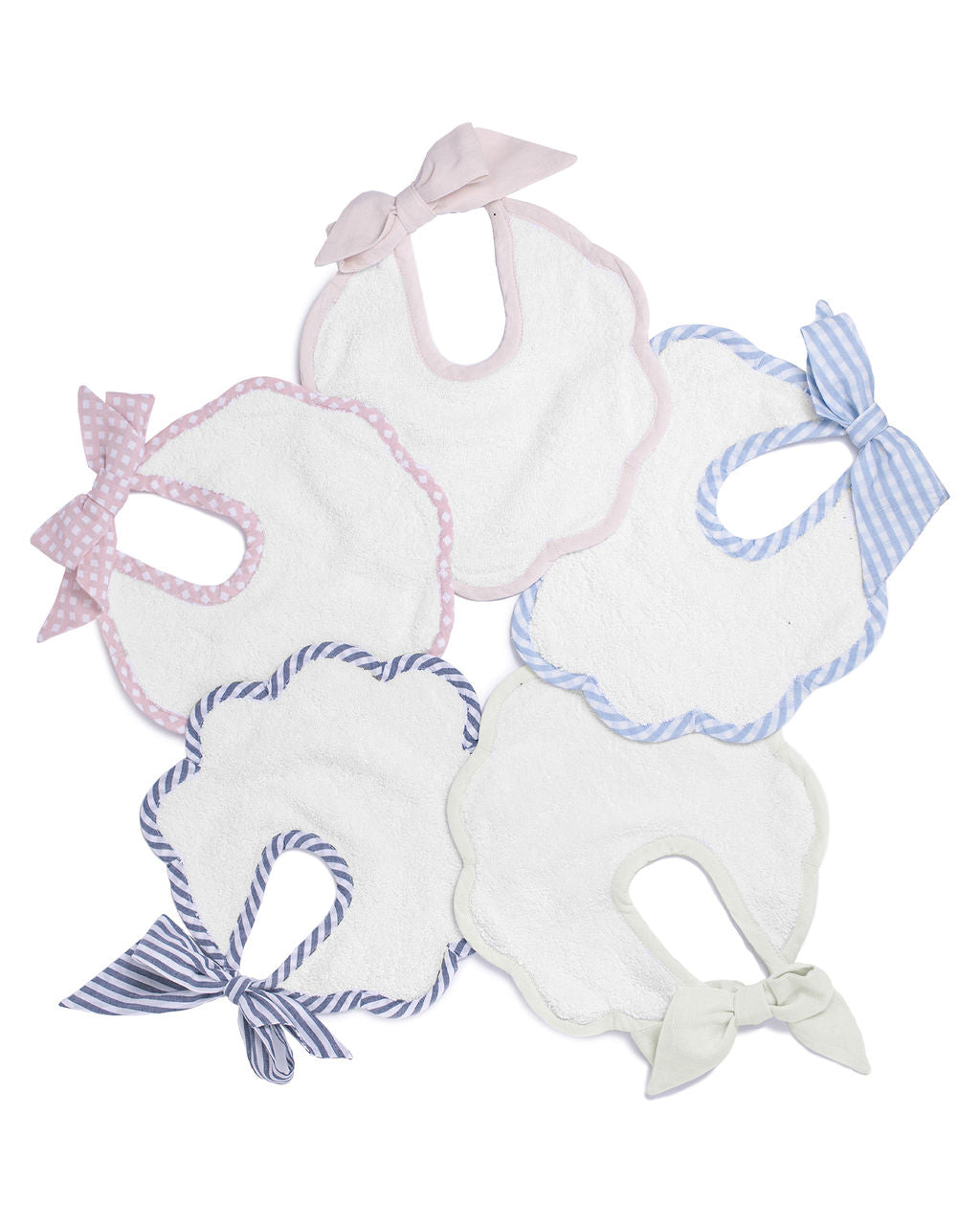 Scalloped bib | Harbor Island stripe - HoneyBug