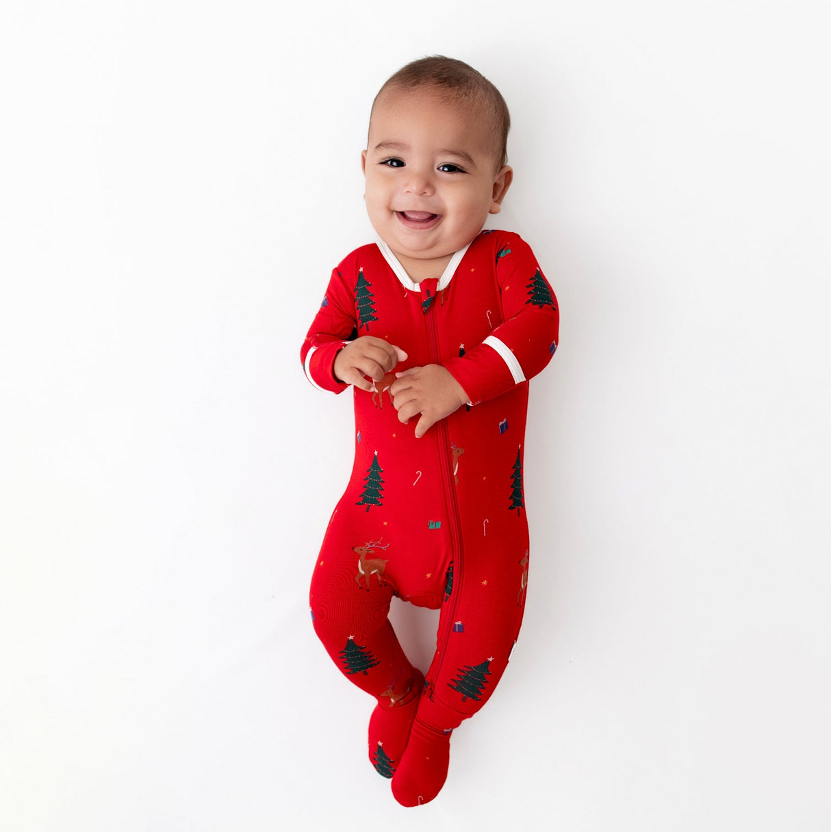 Reindeer Zippered Footie - HoneyBug