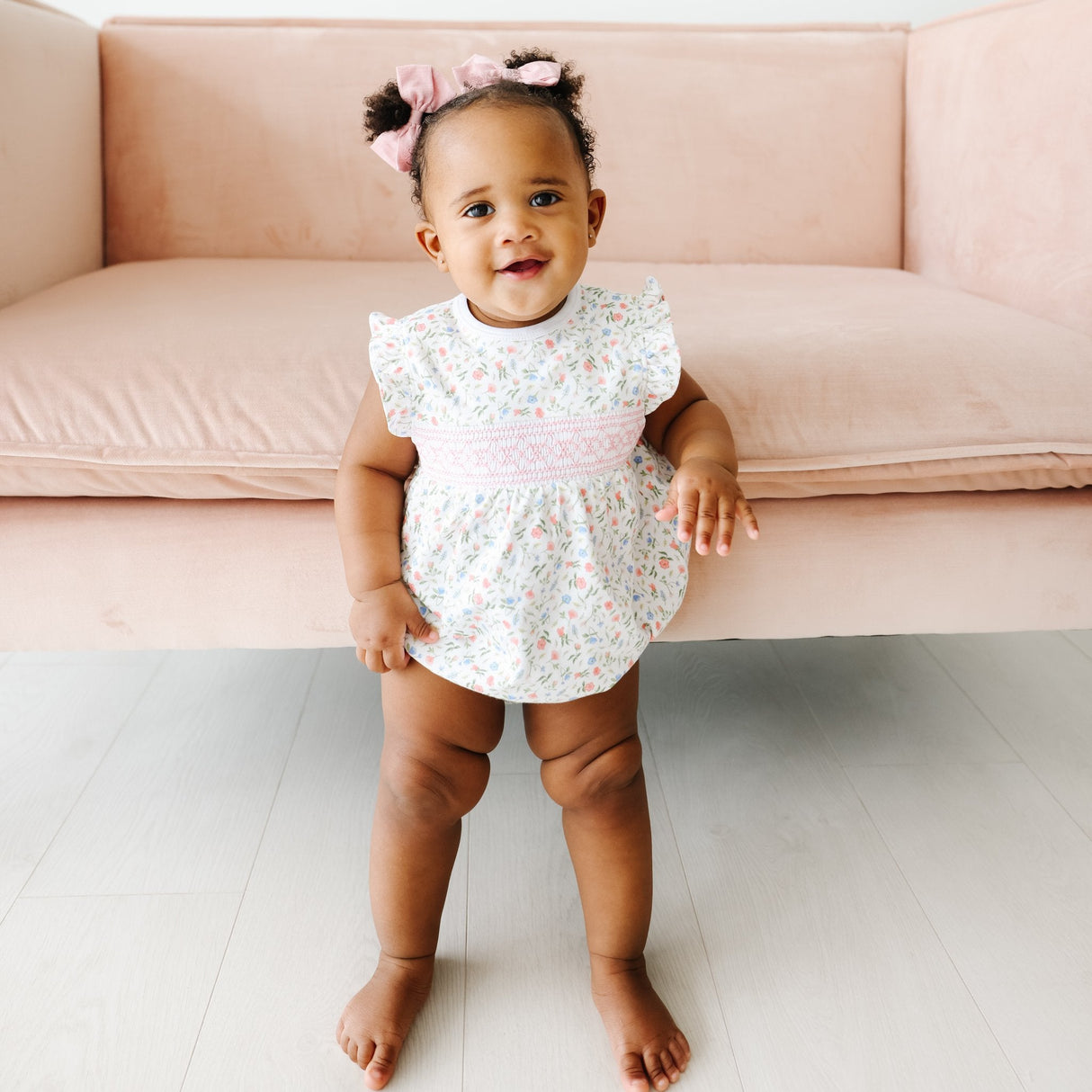 Pink Madison Smocked Bubble - HoneyBug