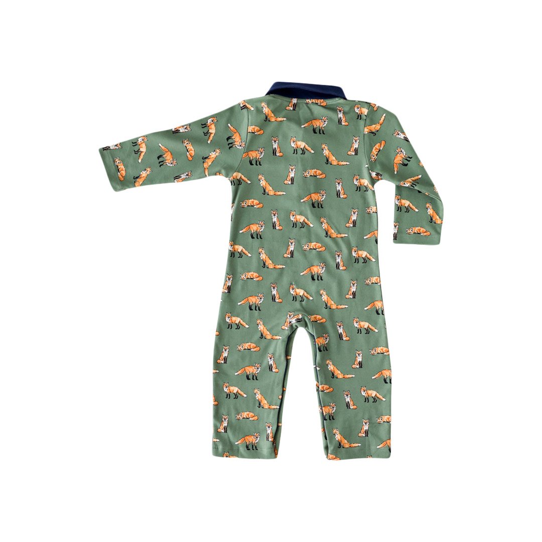 Green Fox Collared Romper - HoneyBug