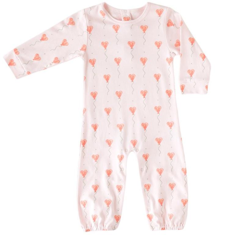 Pink Heart Balloon Romper - HoneyBug