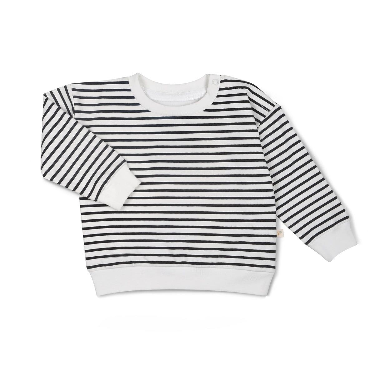 Organic Fleece Sweatshirt - Black Stripes - HoneyBug