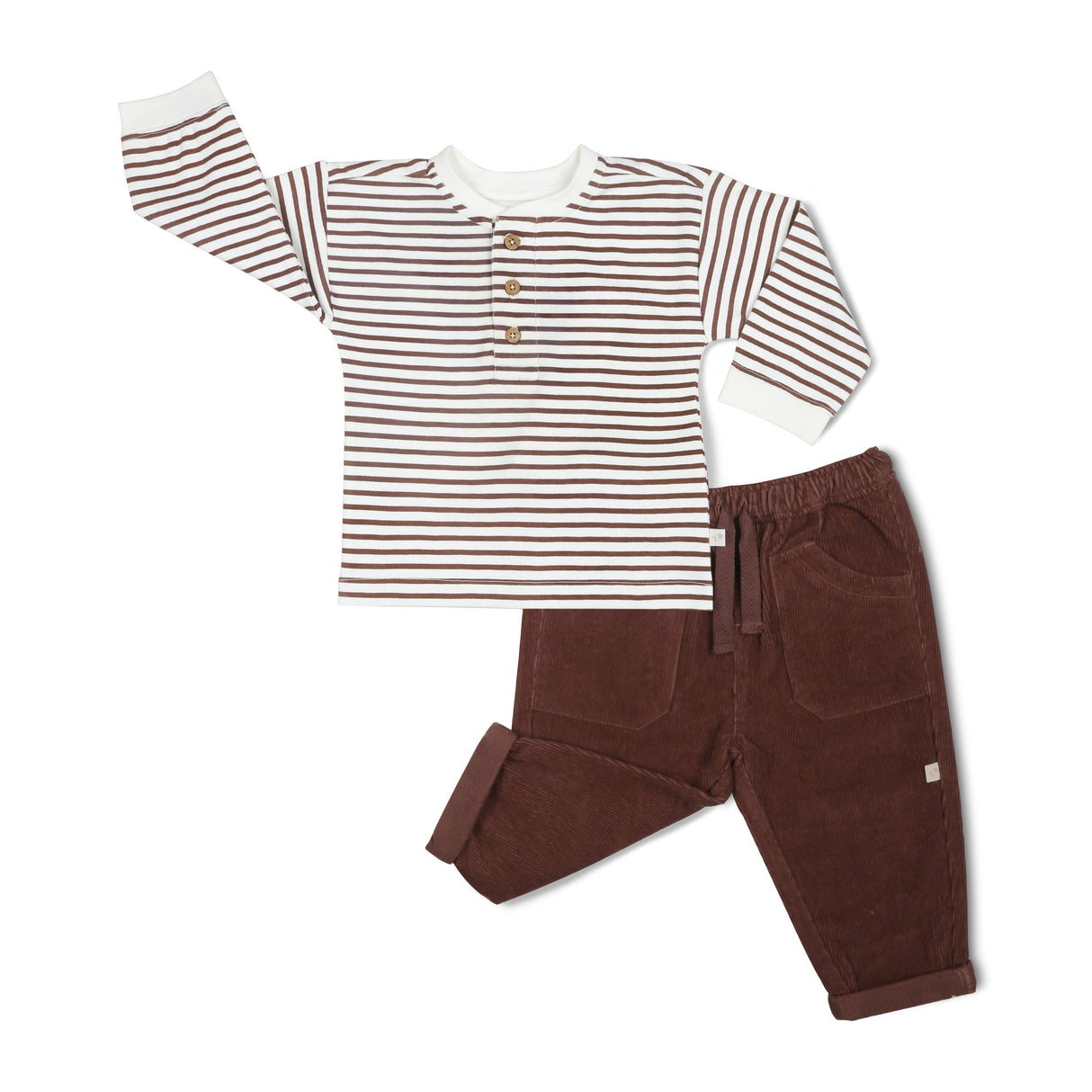 Organic Tee and Corduroy Pant Set - Plum - HoneyBug