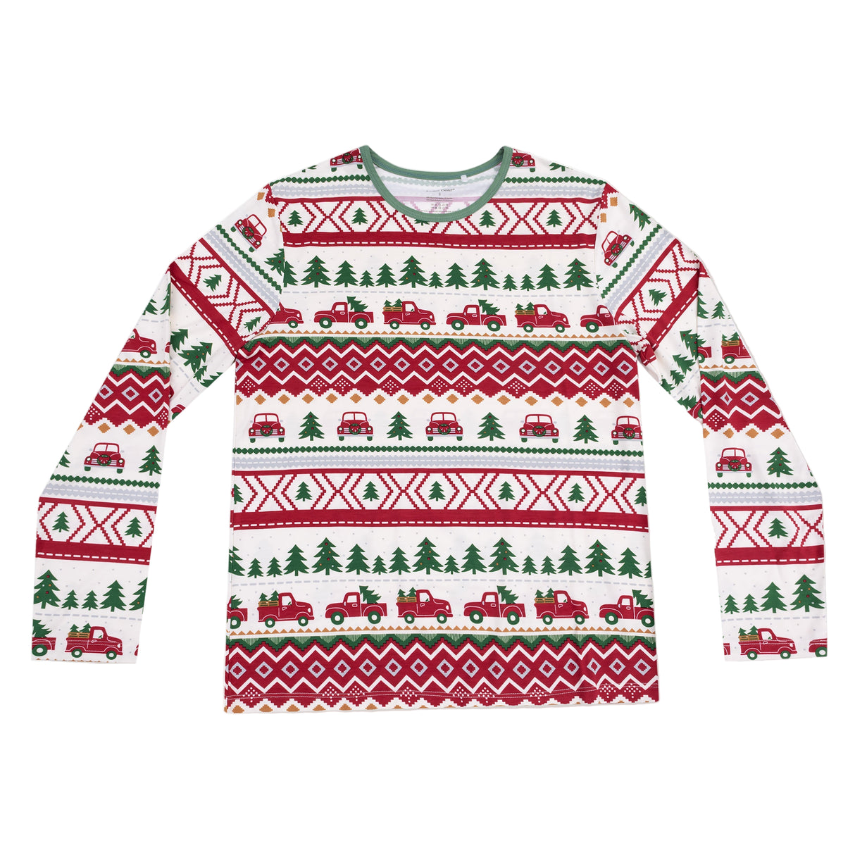 Adult Long Sleeve Top - Red Truck Fair Isle - HoneyBug