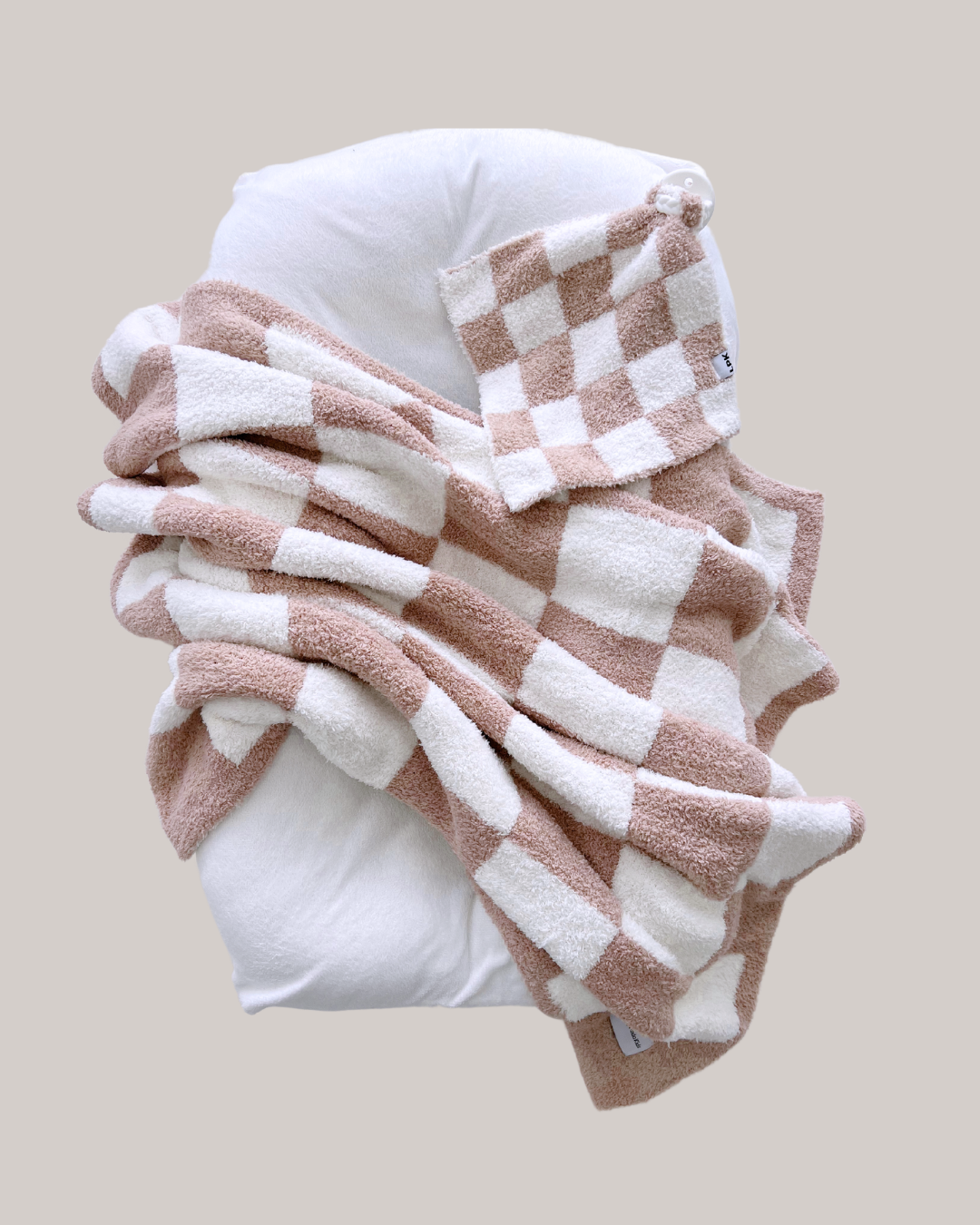 Checkered Plush Lovey | Latte - HoneyBug
