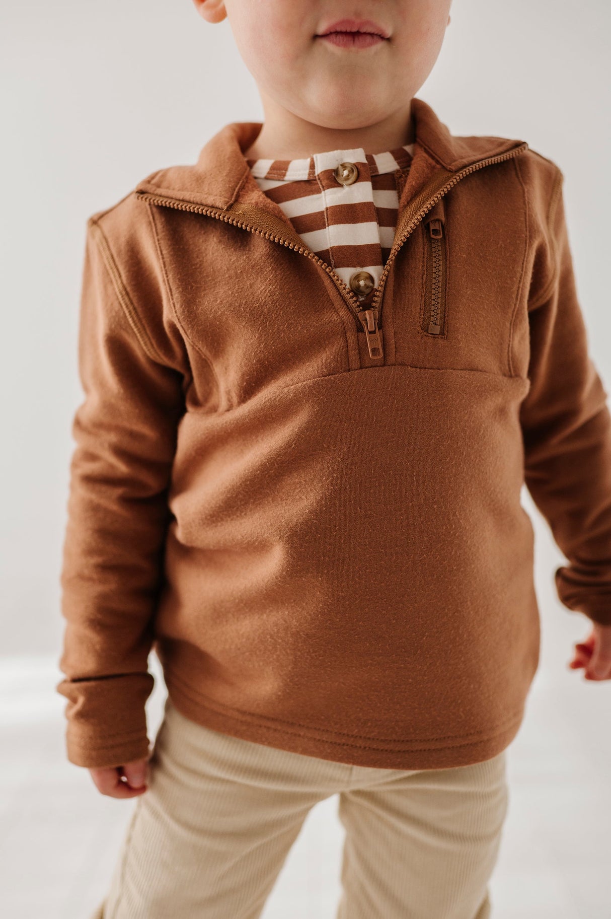 Boy's 3/4 Fleece Zip Sweatshirt - HoneyBug