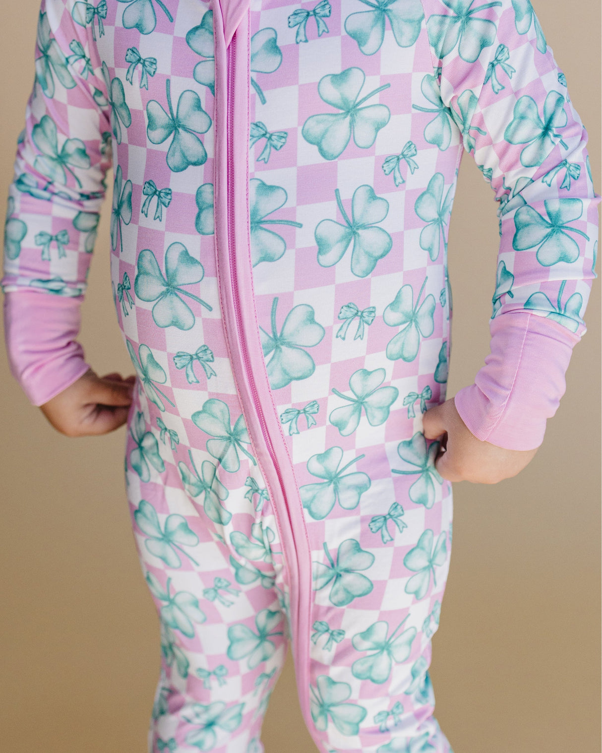 Bamboo Zip Romper | Shamrock & Bows - HoneyBug