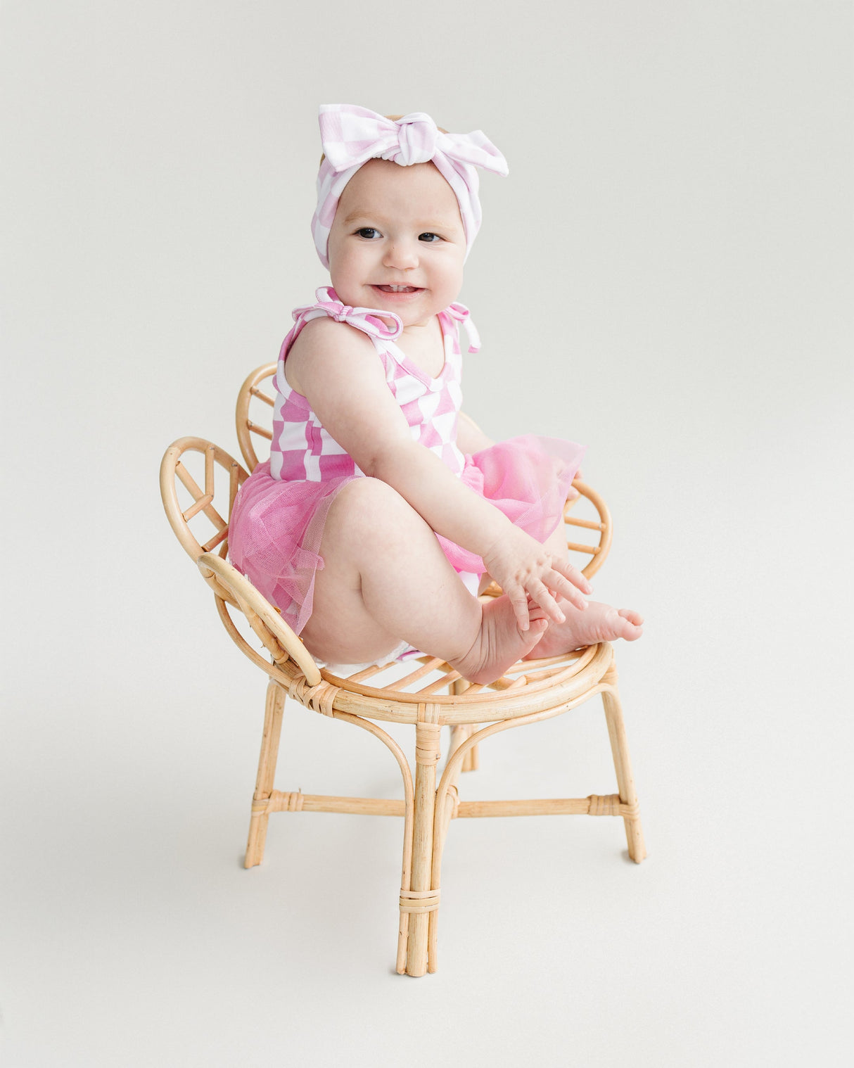 Tutu Romper | Checkered Bubble Gum - HoneyBug