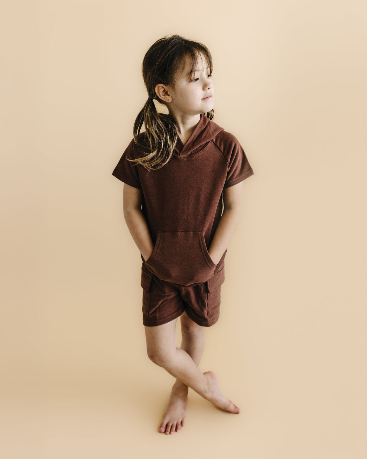 Terry Cargo Shorts Set | Chocolate - HoneyBug