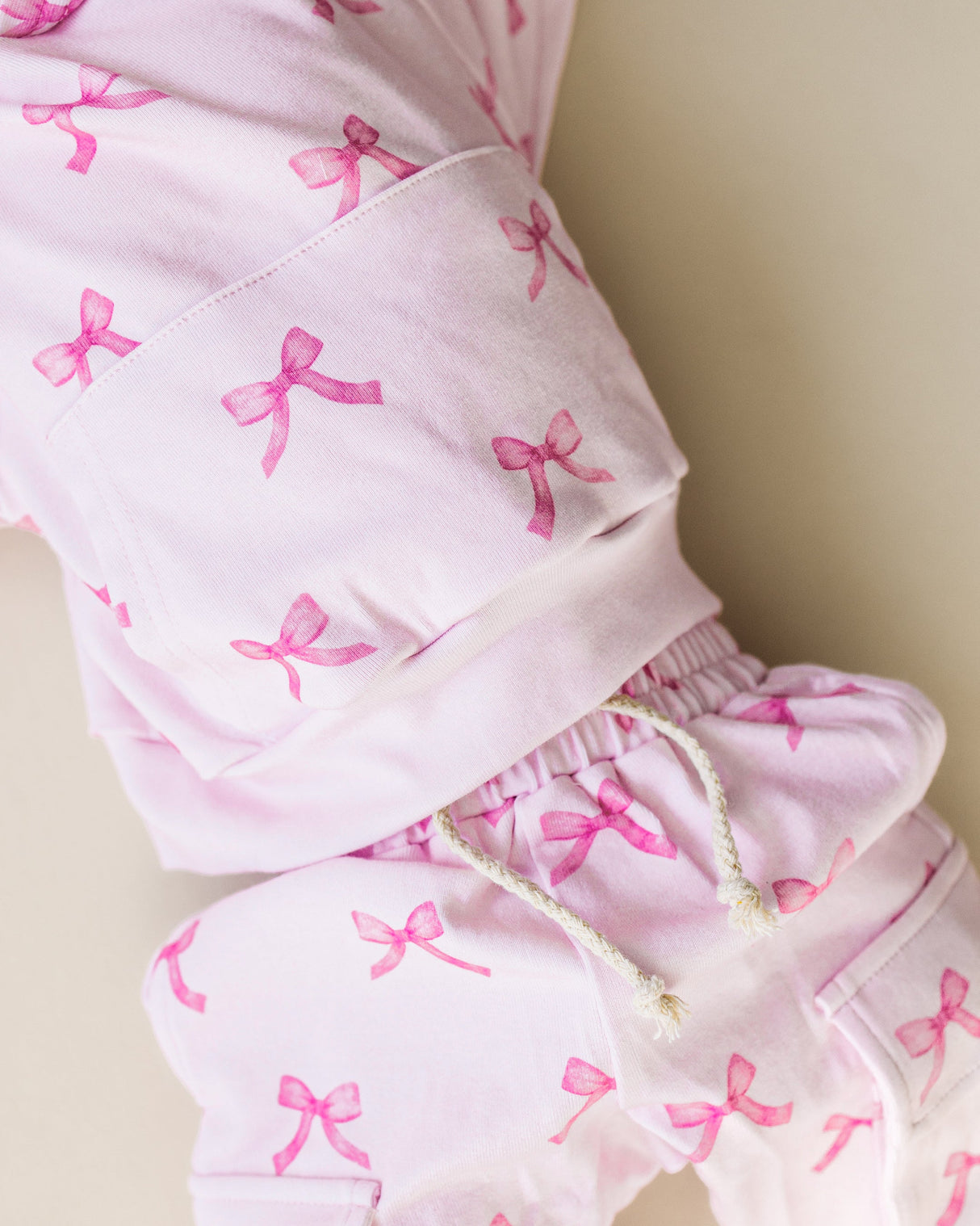 Cargo Jogger Set | Pink Bows - HoneyBug