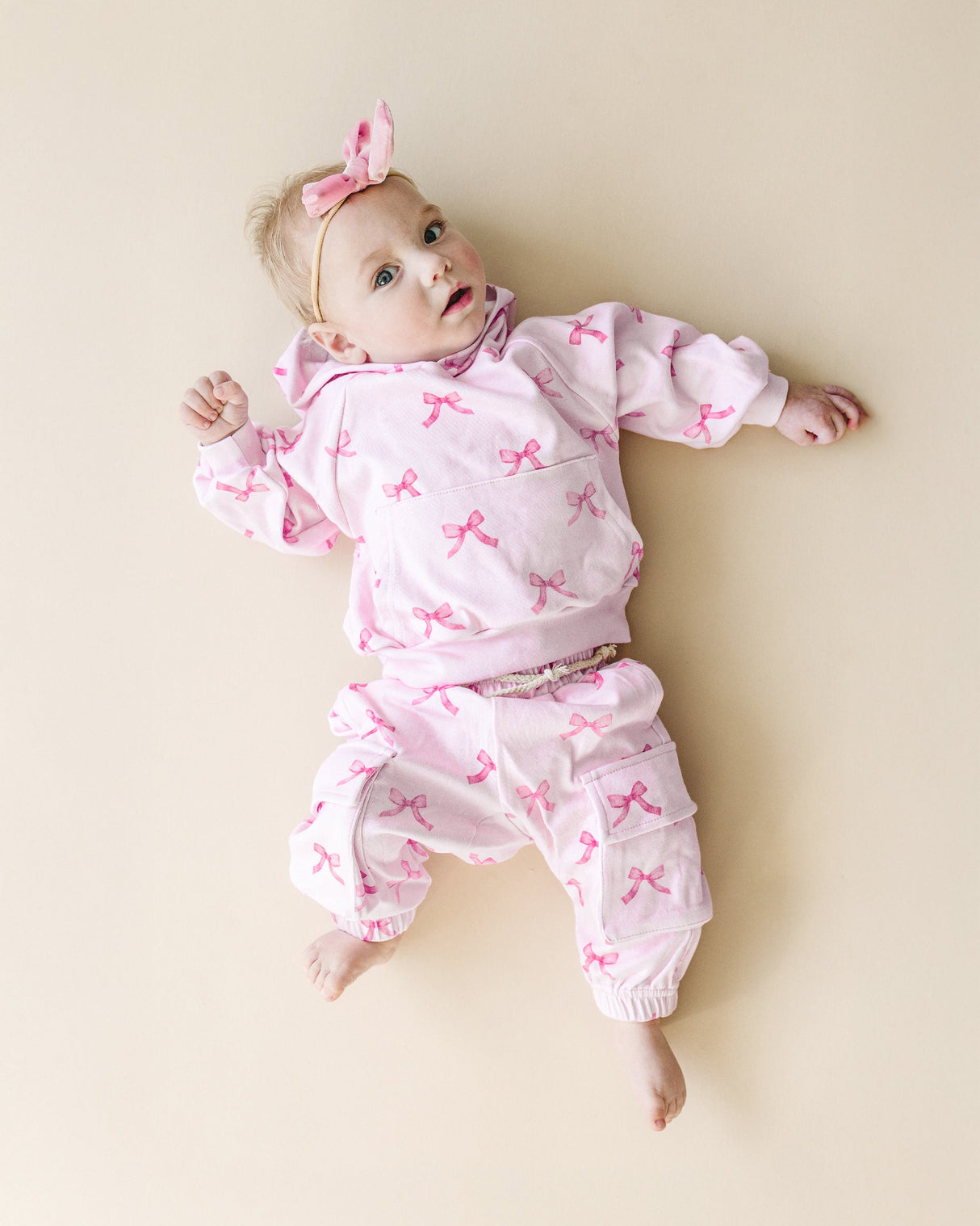 Cargo Jogger Set | Pink Bows - HoneyBug