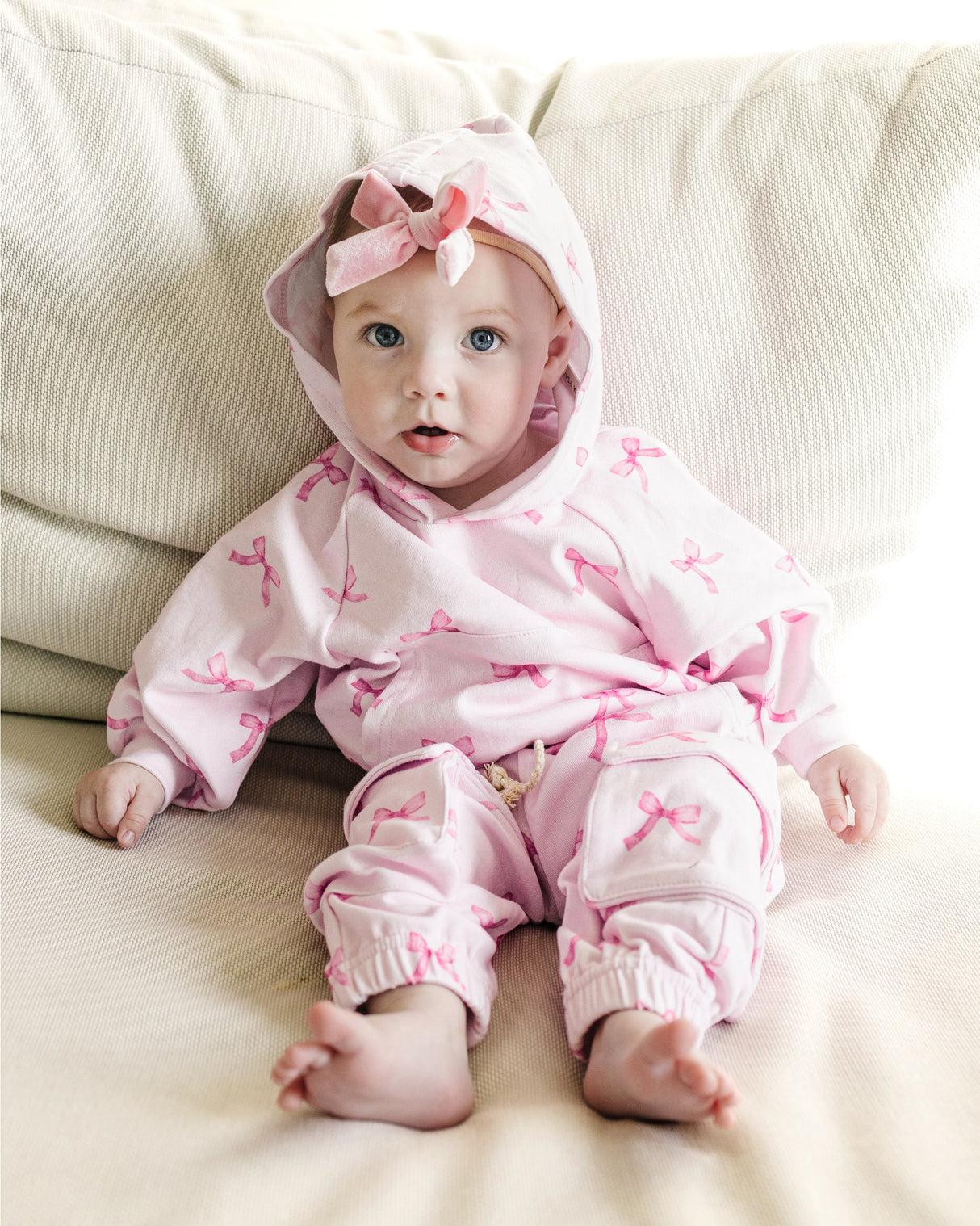 Cargo Jogger Set | Pink Bows - HoneyBug
