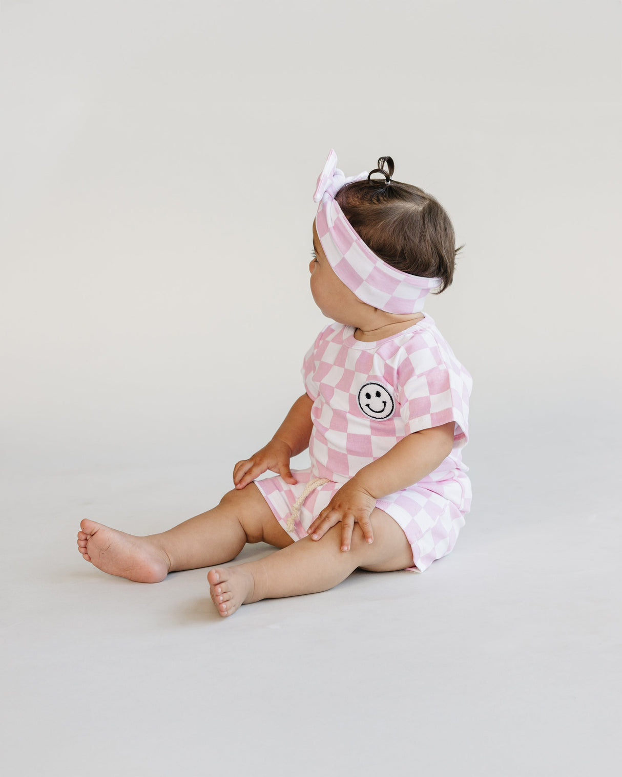 Checkered Shorts Set | Pink - HoneyBug