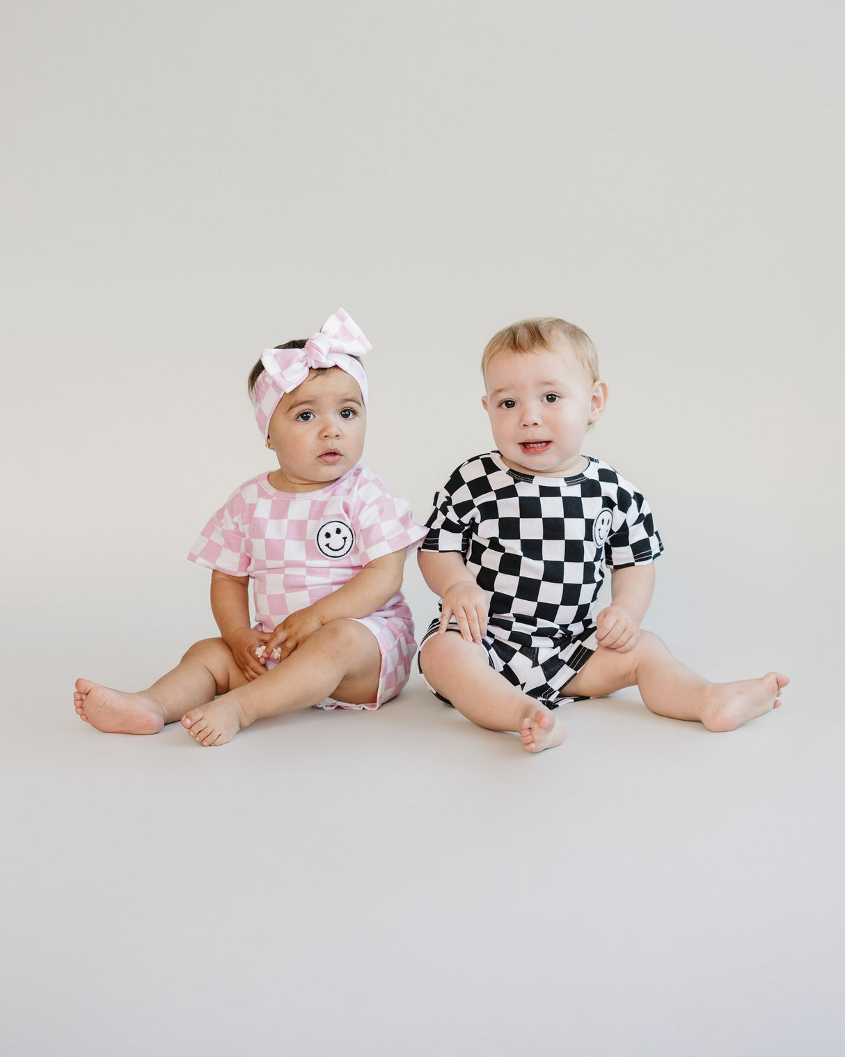 Checkered Shorts Set | Pink - HoneyBug