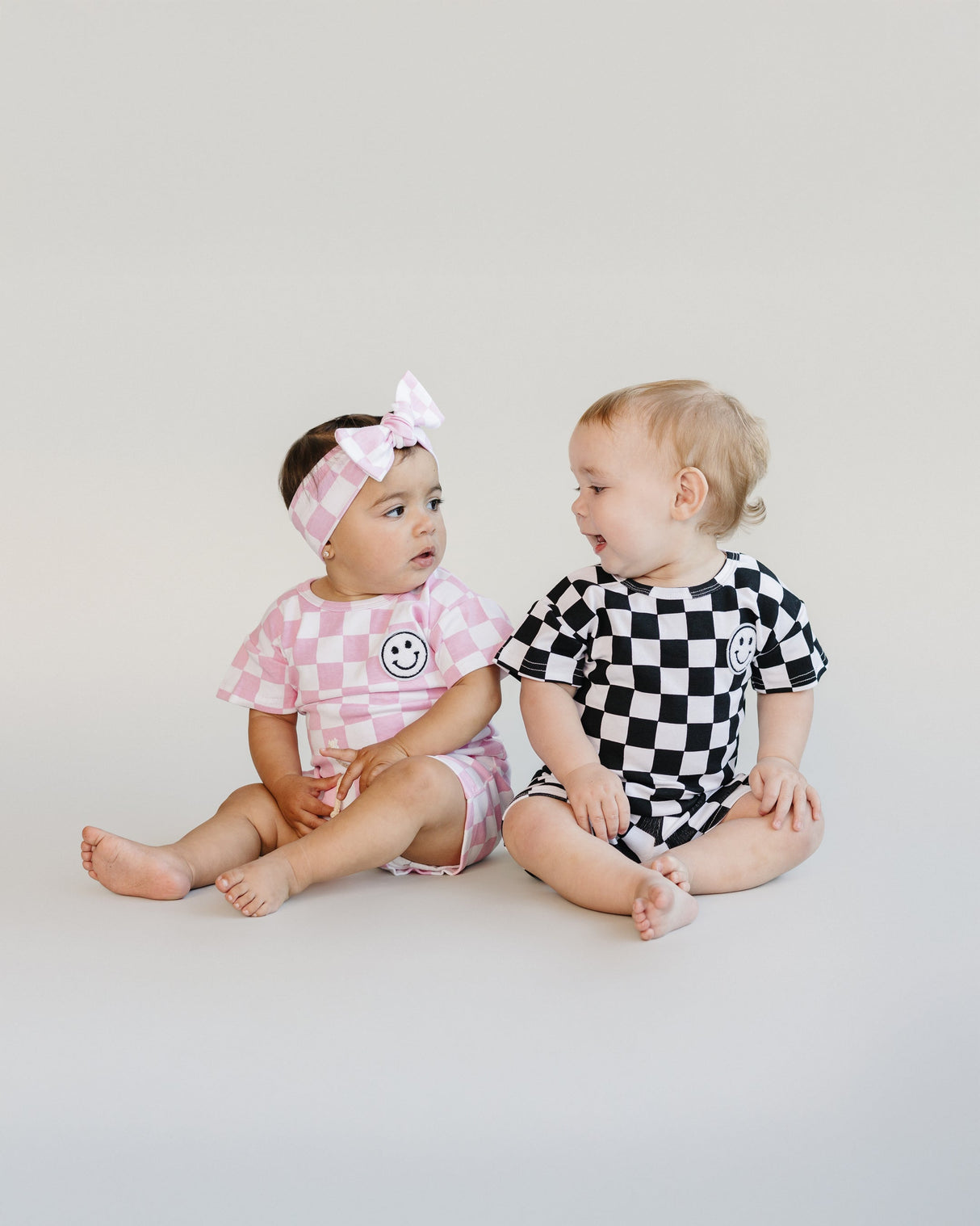 Checkered Shorts Set | Pink - HoneyBug