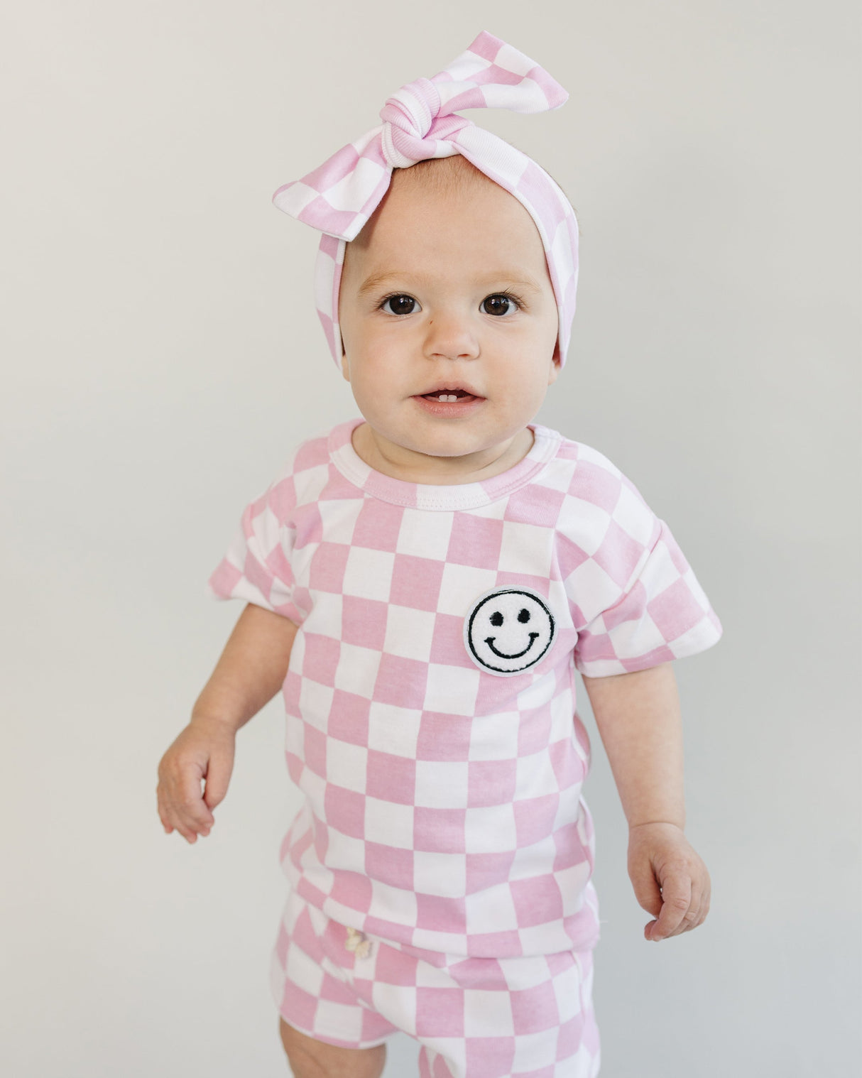 Checkered Shorts Set | Pink - HoneyBug