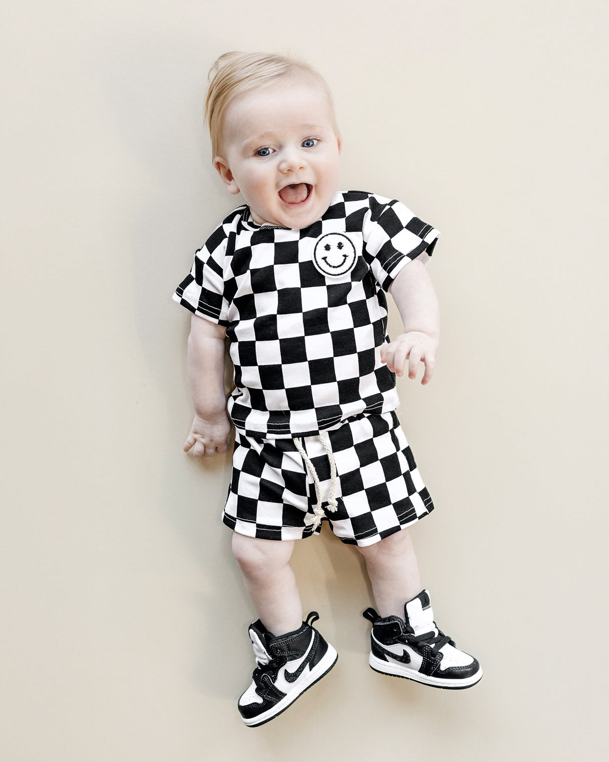 Checkered Shorts Set | Black - HoneyBug
