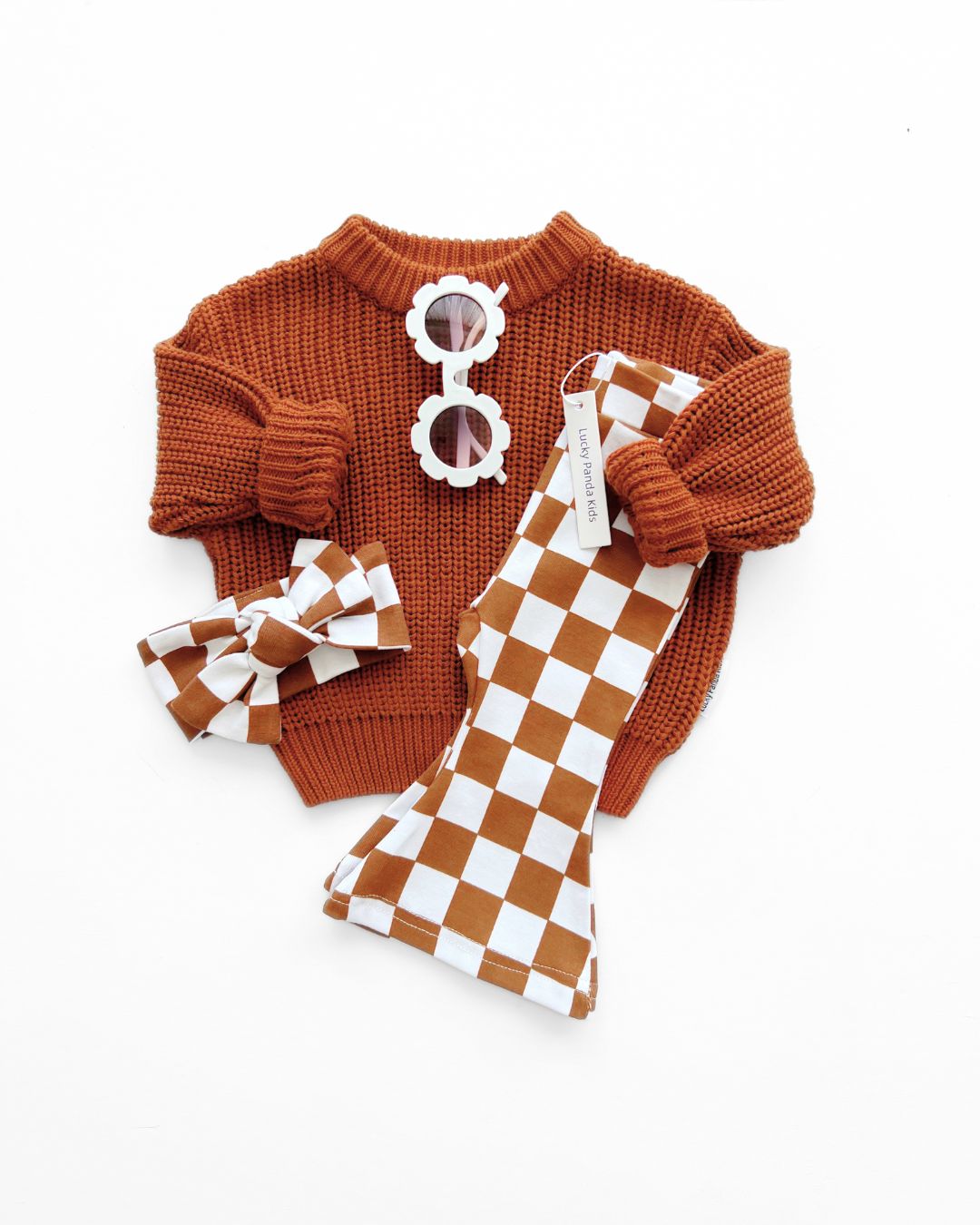 Checkered Flare Pants | Copper - HoneyBug