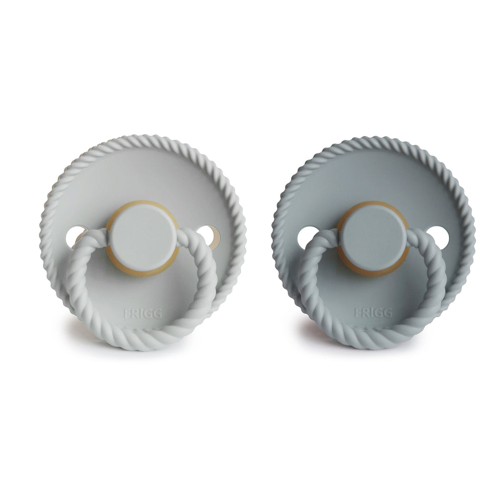 FRIGG Rope Natural Rubber Pacifier 2-Pack - Silver Gray/French Gray - HoneyBug