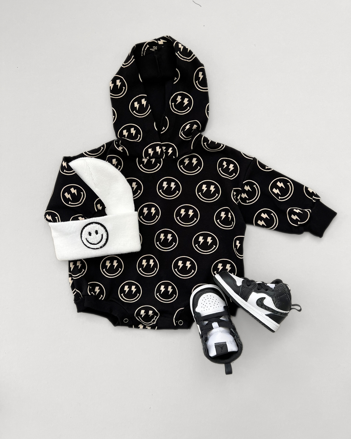 Hooded Bubble Romper | Electric Smiley - HoneyBug