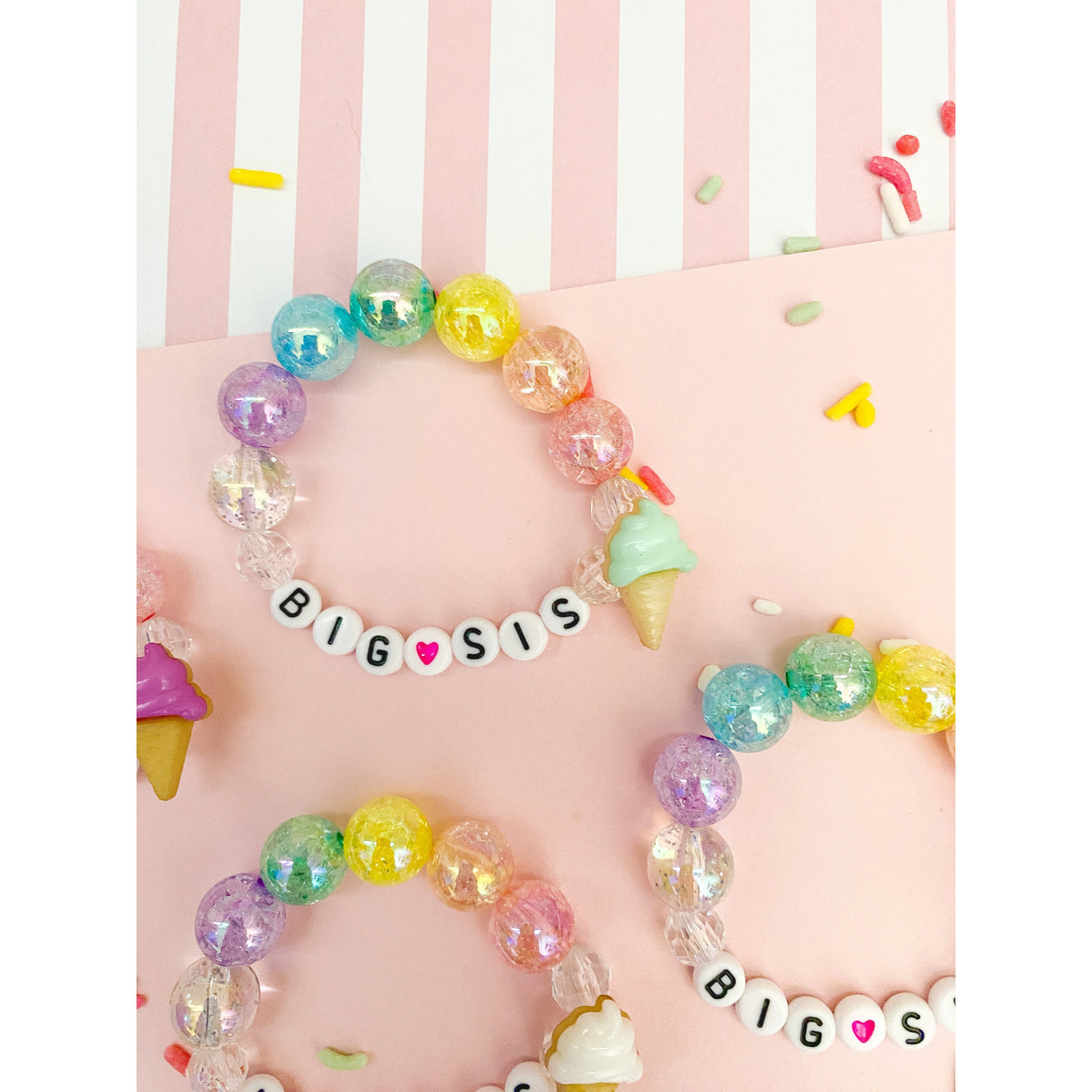 Big Sis OR Lil Sis Ice Cream Charm Bracelet - HoneyBug