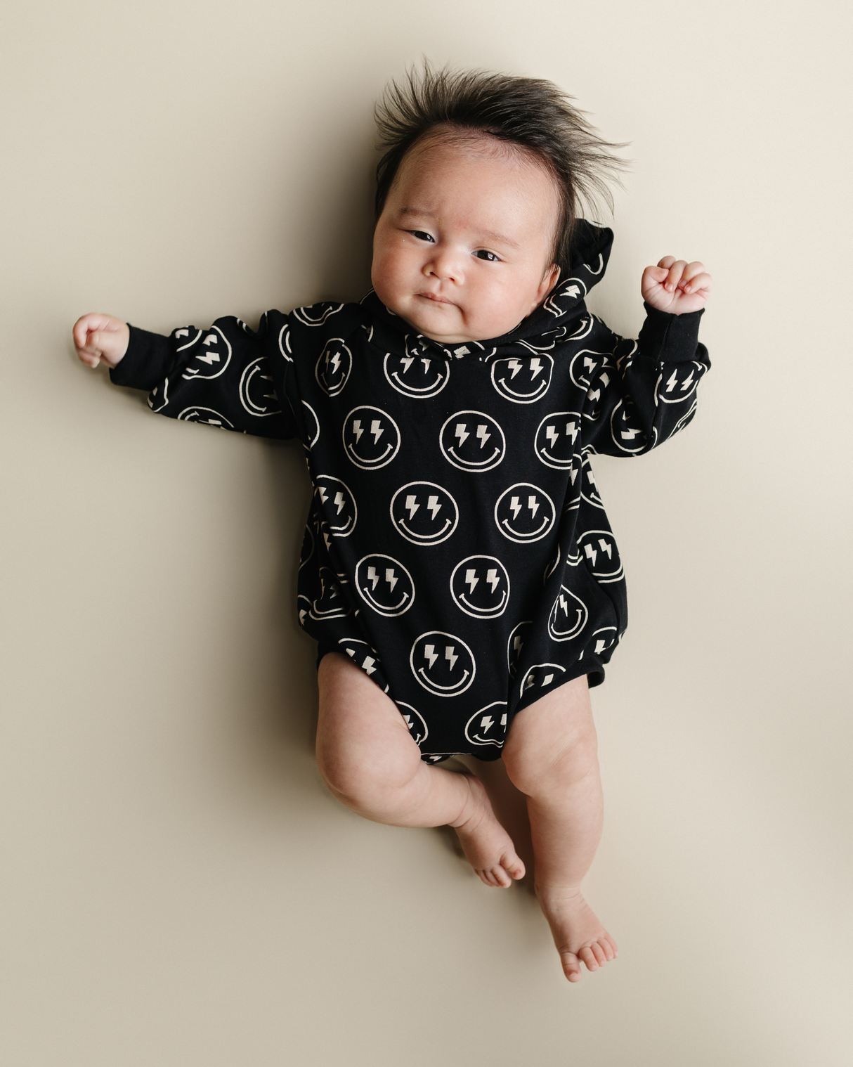 Hooded Bubble Romper | Electric Smiley - HoneyBug