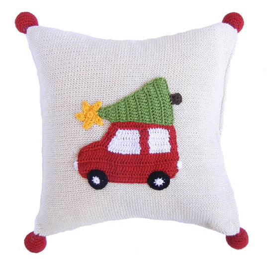 Car with Christmas Tree 10" Pillow