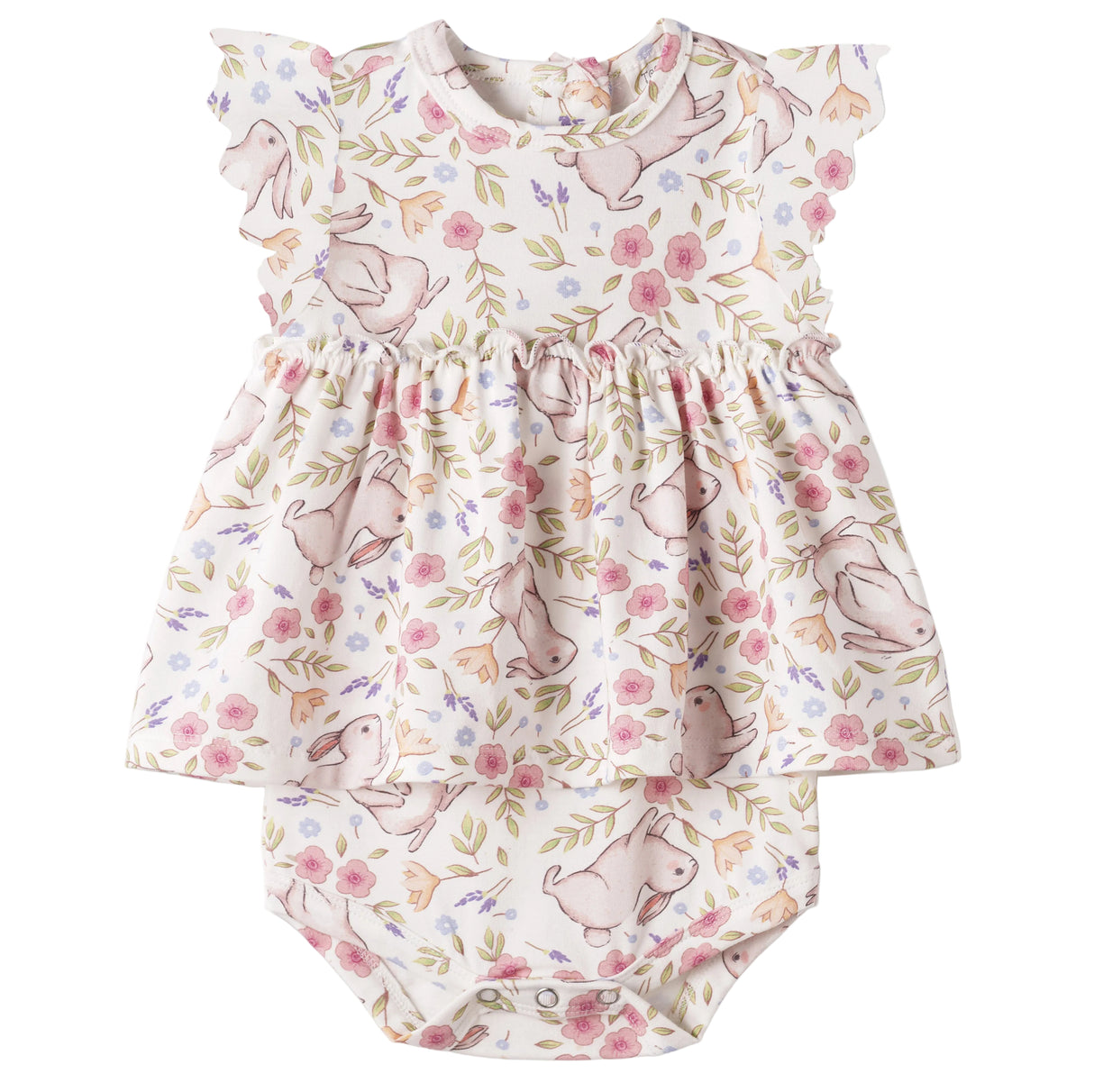 Bunny Blooms Baby Girl's Bamboo Skirted Bodysuit for Easter