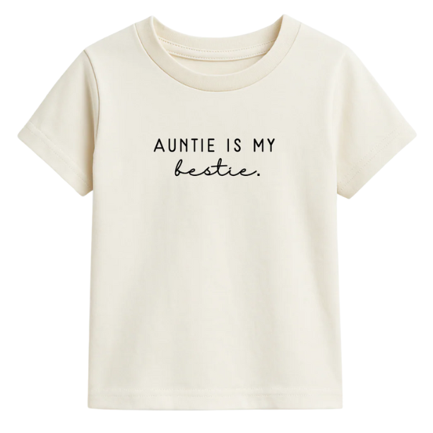 Toddler Crew Neck Tee | Auntie is My Bestie | Organic Cotton - HoneyBug